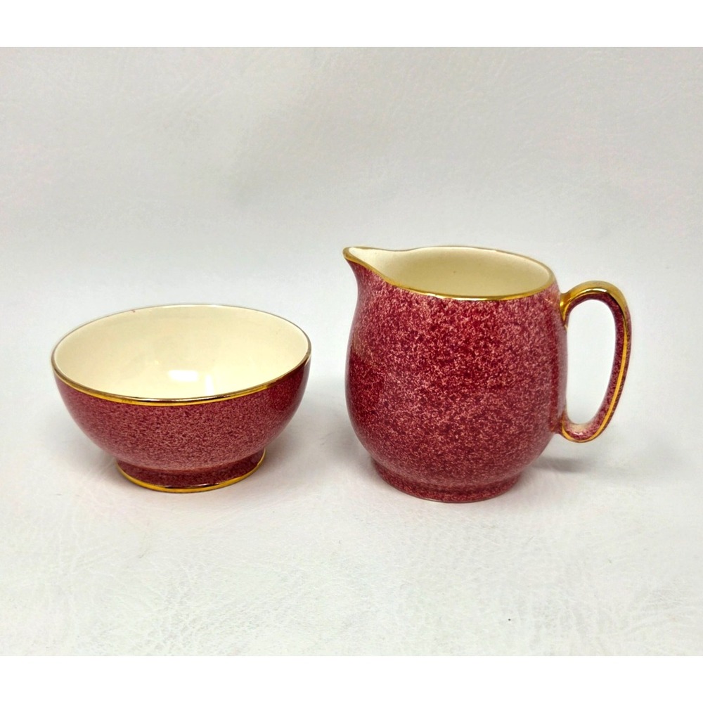 VTG 1930's Royal Winton Grimwades Creamer and Open Sugar Bowl Mottled Pink/Rouge